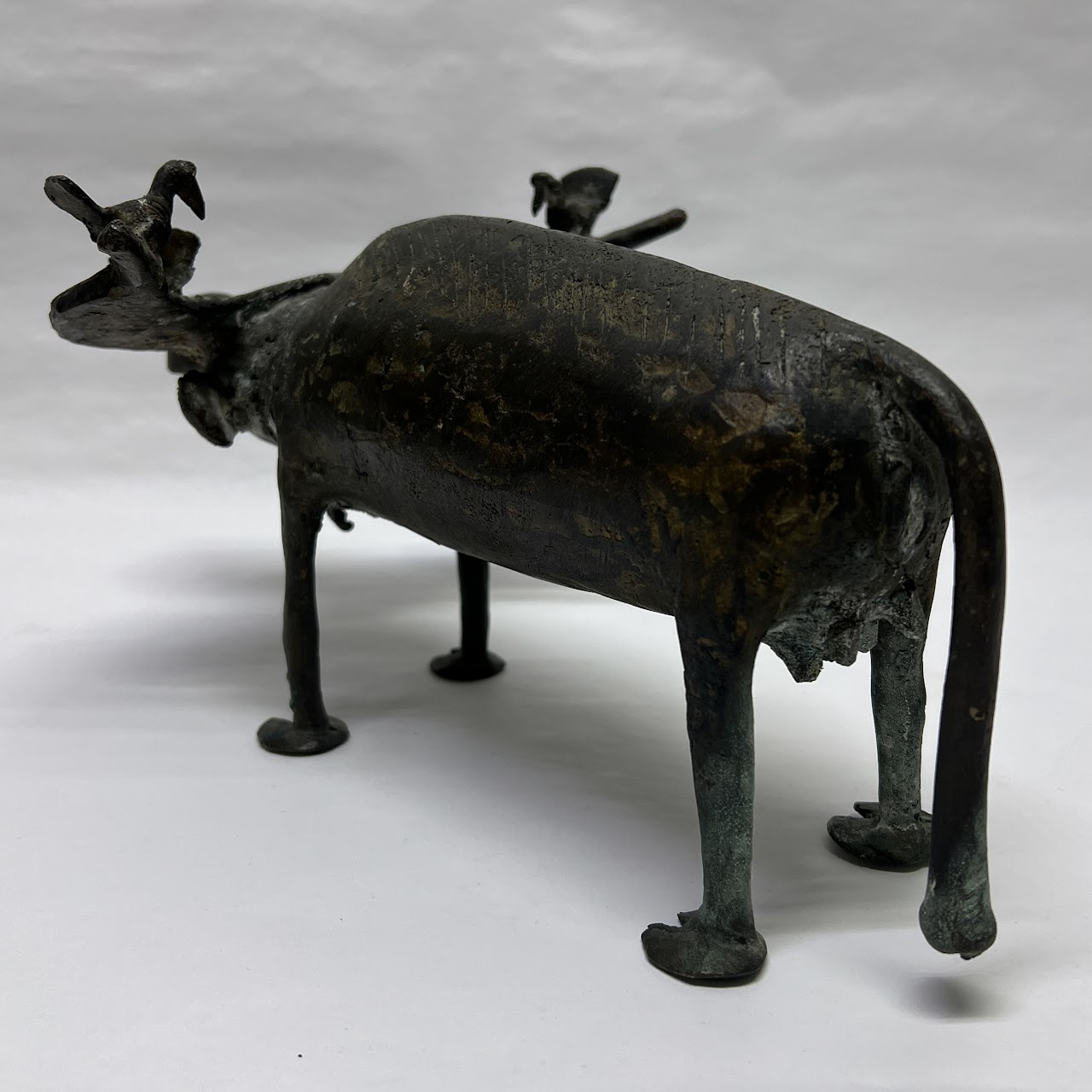 African Benin Style Bronze Water Buffalo Sculpture