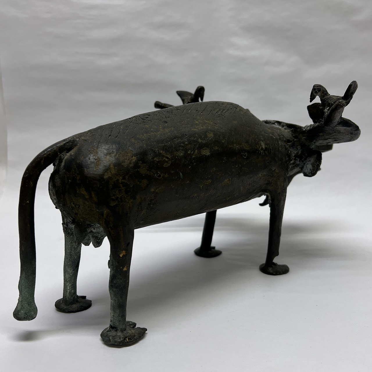 African Benin Style Bronze Water Buffalo Sculpture