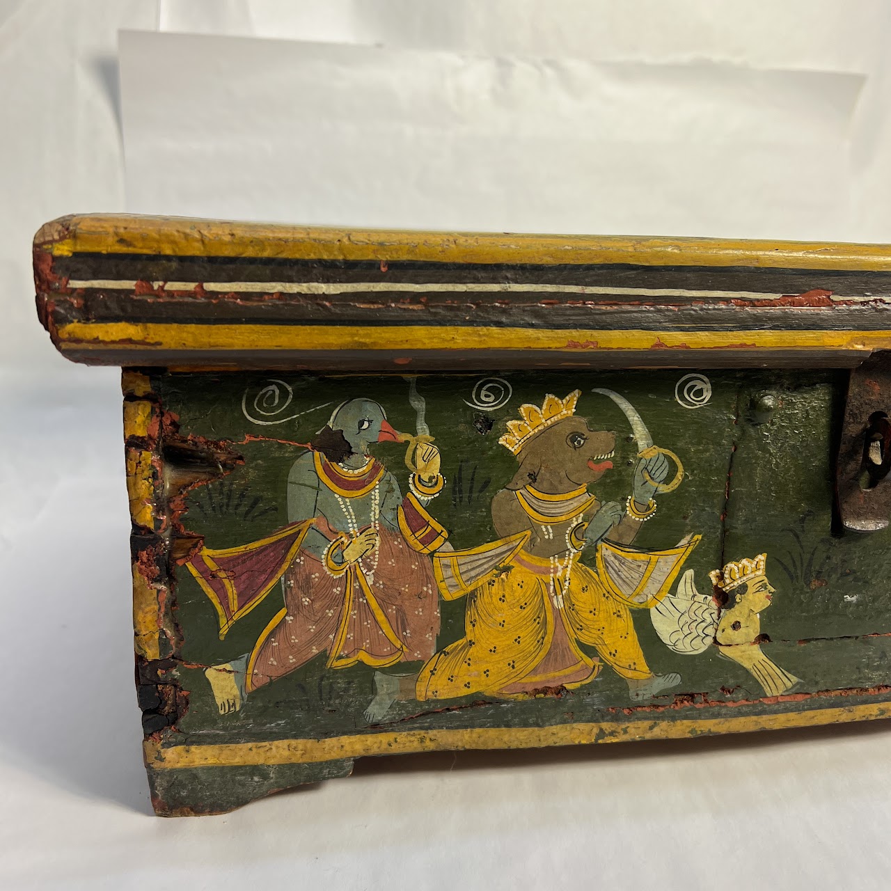 Indian Vintage Hand-Painted Large Wooden Box