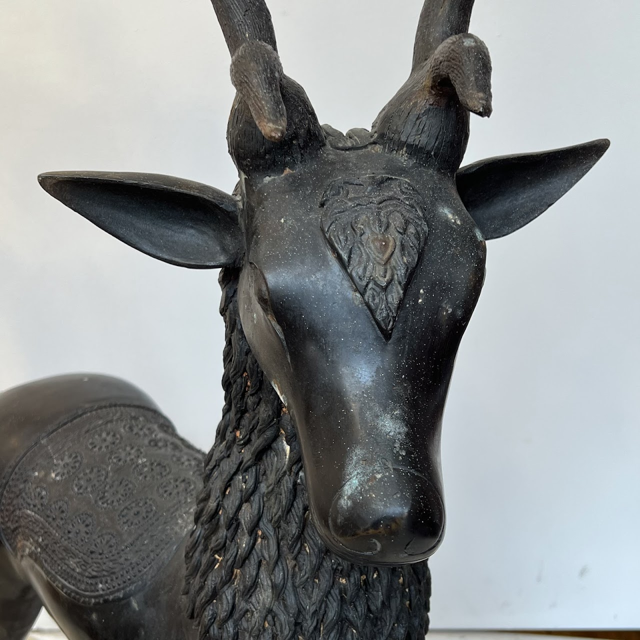 Mid-20th C. Cast Bronze Large Deer Sculpture