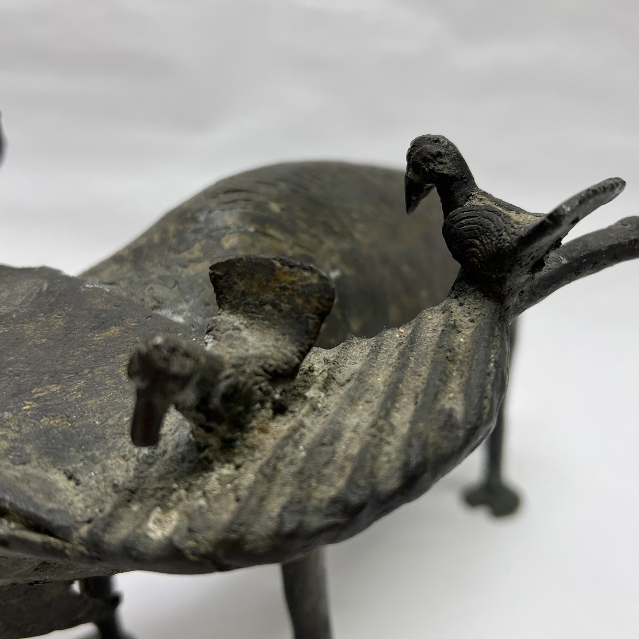 African Benin Style Bronze Water Buffalo Sculpture