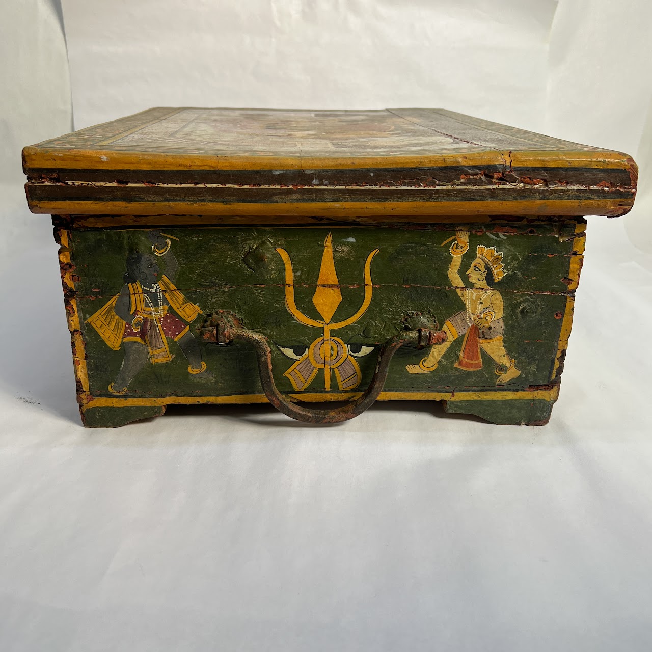 Indian Vintage Hand-Painted Large Wooden Box