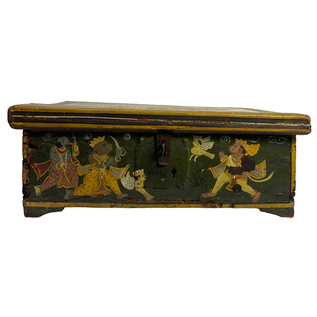 Indian Vintage Hand-Painted Large Wooden Box