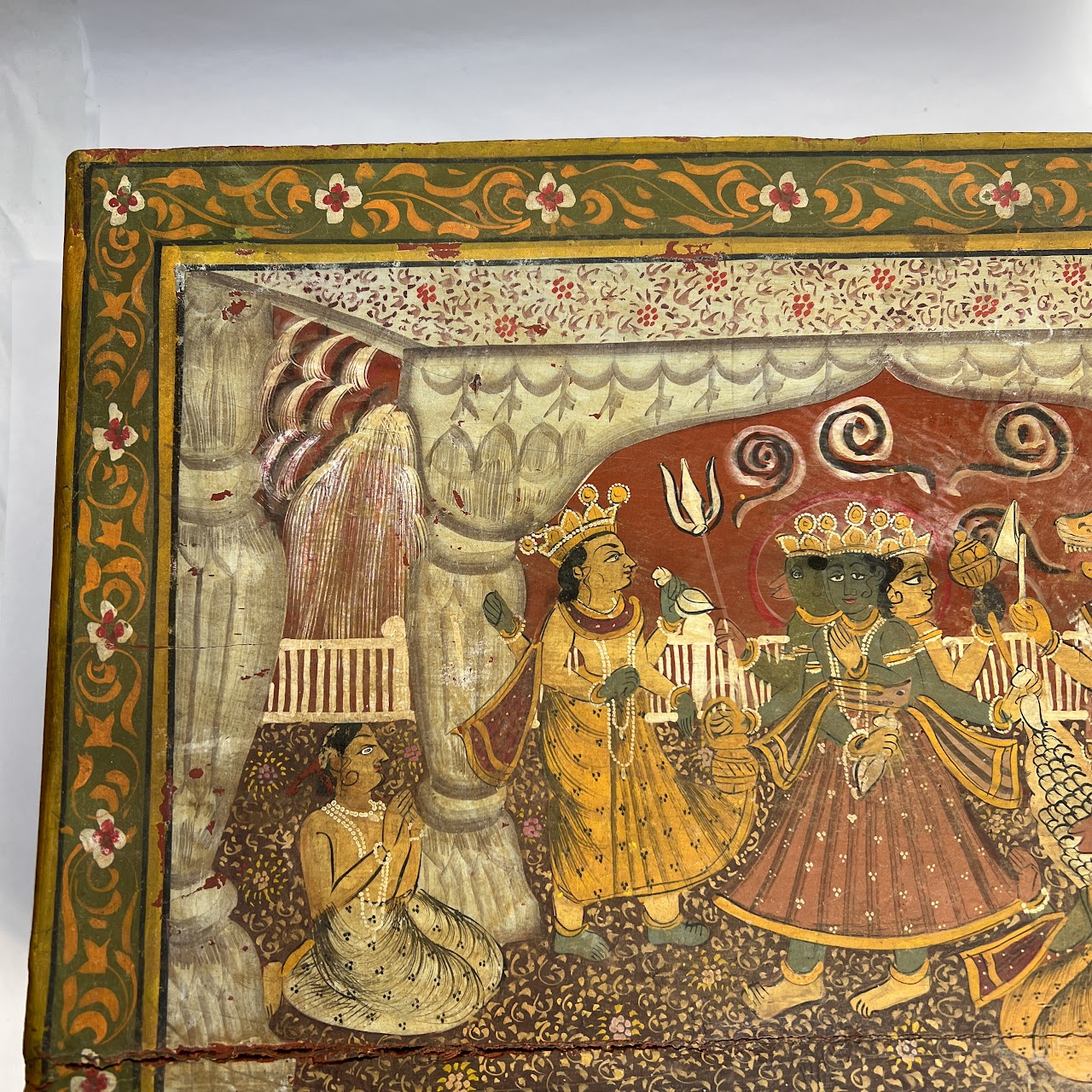 Indian Vintage Hand-Painted Large Wooden Box