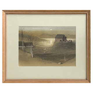 Robert Courjon Signed Watercolor Landscape Painting