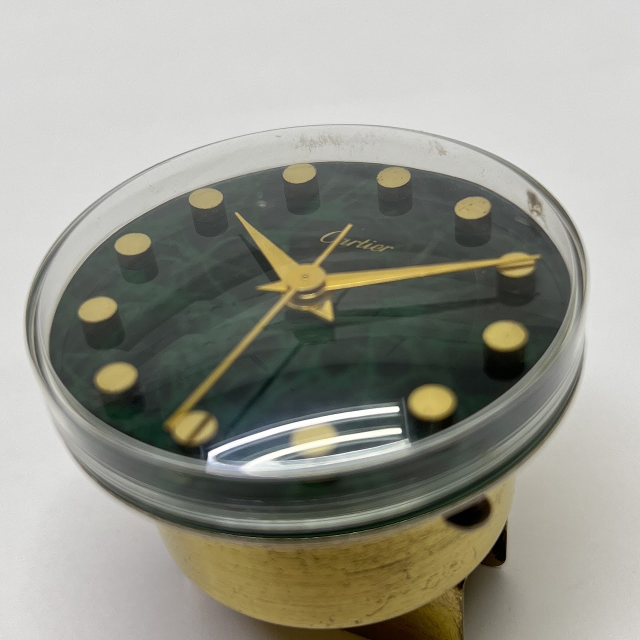 Cartier Vintage Malachite Finished Spherical Desk Clock