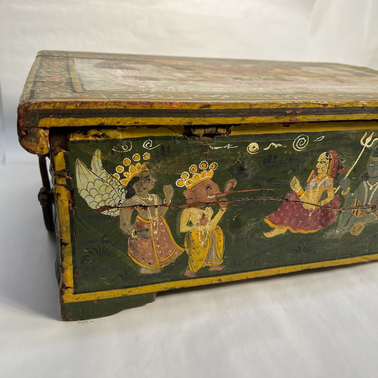 Indian Vintage Hand-Painted Large Wooden Box