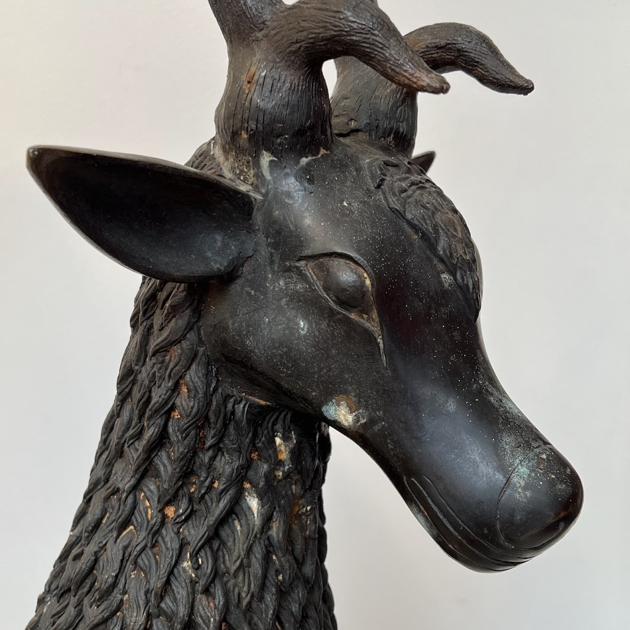 Mid-20th C. Cast Bronze Large Deer Sculpture