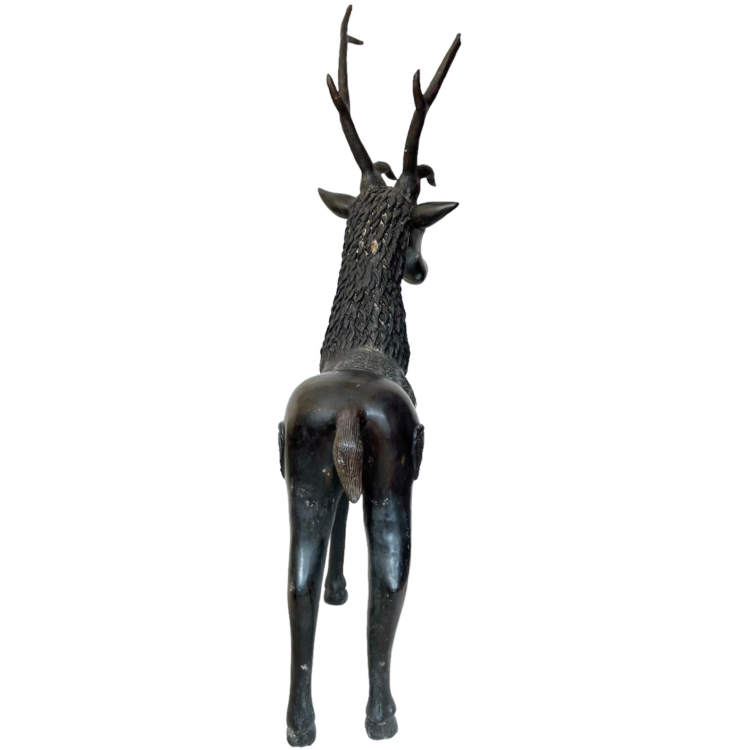 Mid-20th C. Cast Bronze Large Deer Sculpture