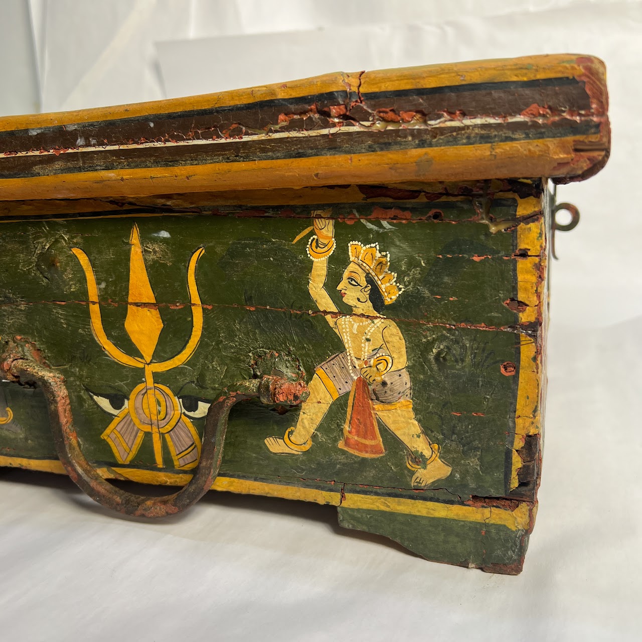 Indian Vintage Hand-Painted Large Wooden Box