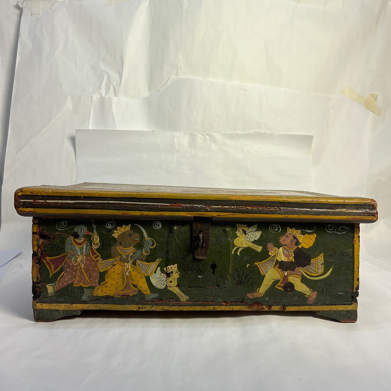 Indian Vintage Hand-Painted Large Wooden Box