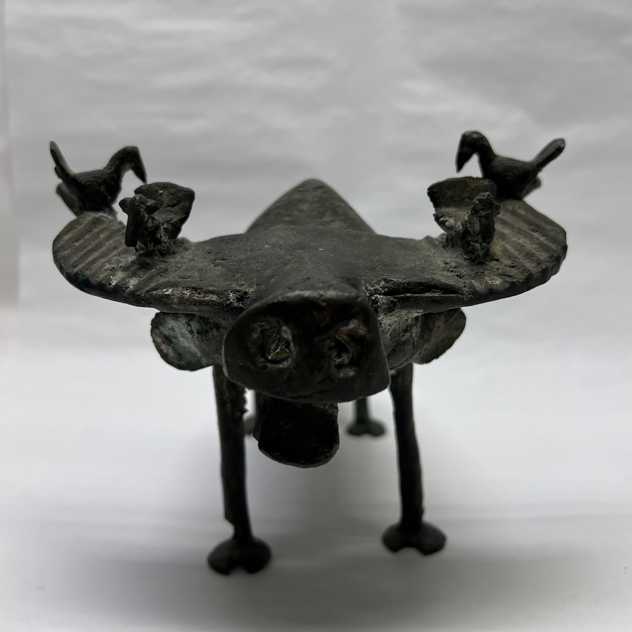 African Benin Style Bronze Water Buffalo Sculpture