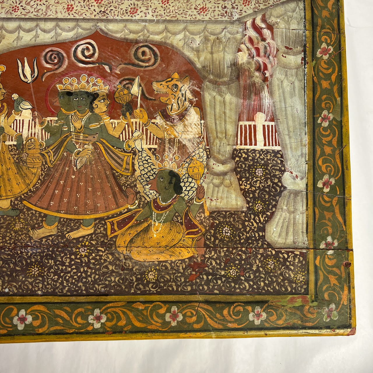 Indian Vintage Hand-Painted Large Wooden Box