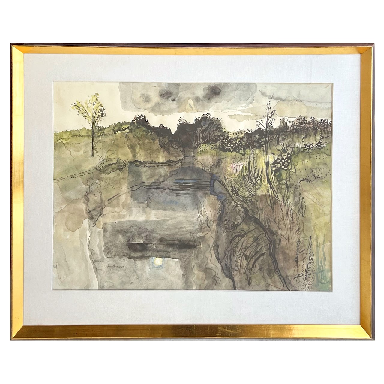 John O'Connor 'Boundary II' Signed Watercolor Landscape Painting