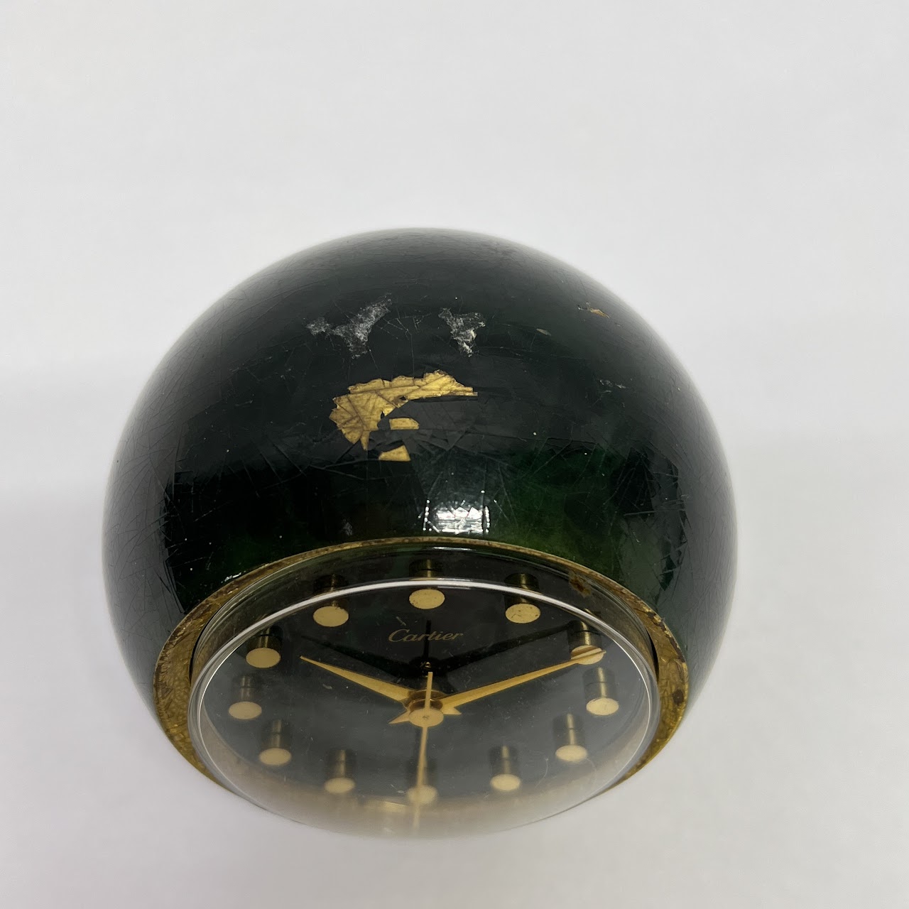 Cartier Vintage Malachite Finished Spherical Desk Clock