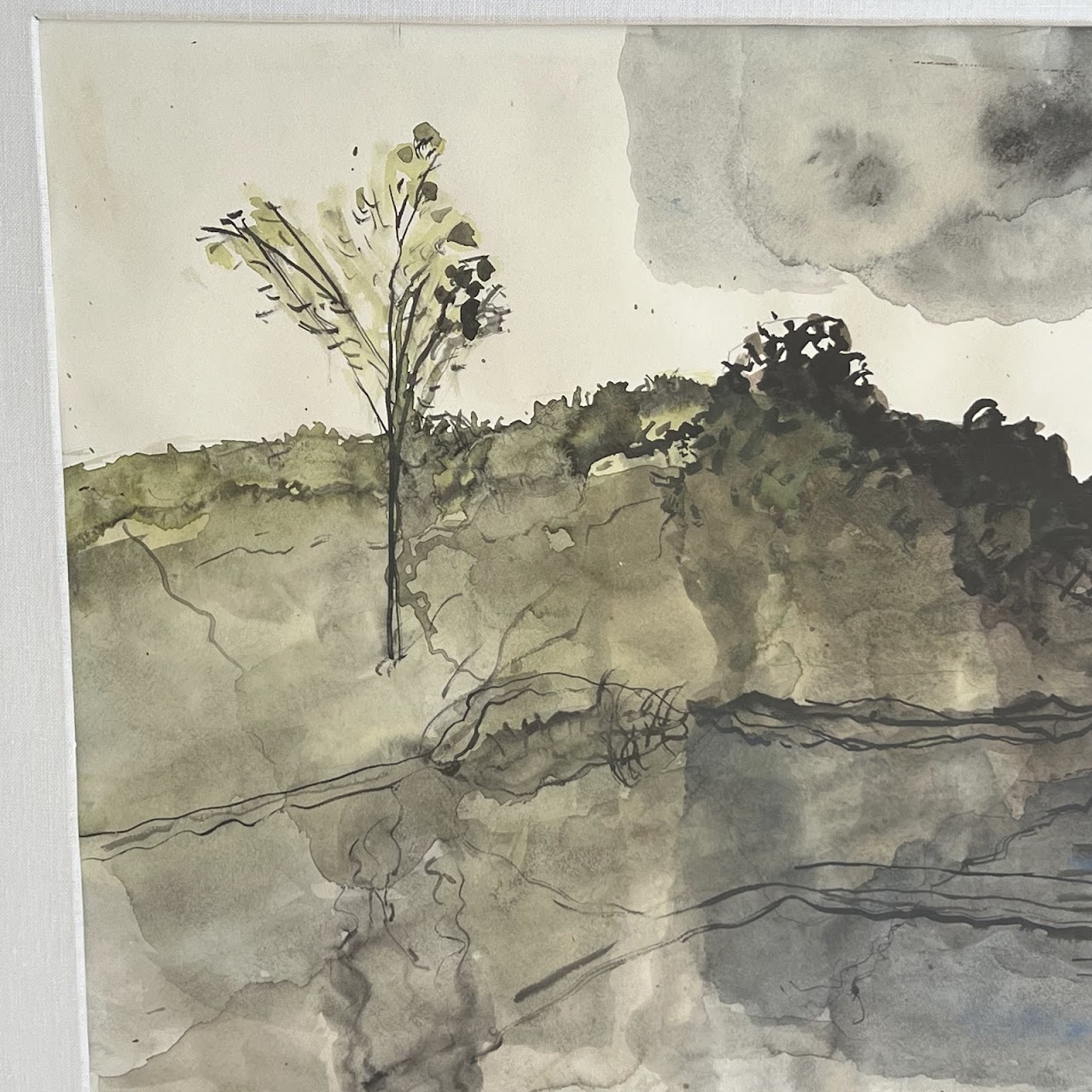 John O'Connor 'Boundary II' Signed Watercolor Landscape Painting