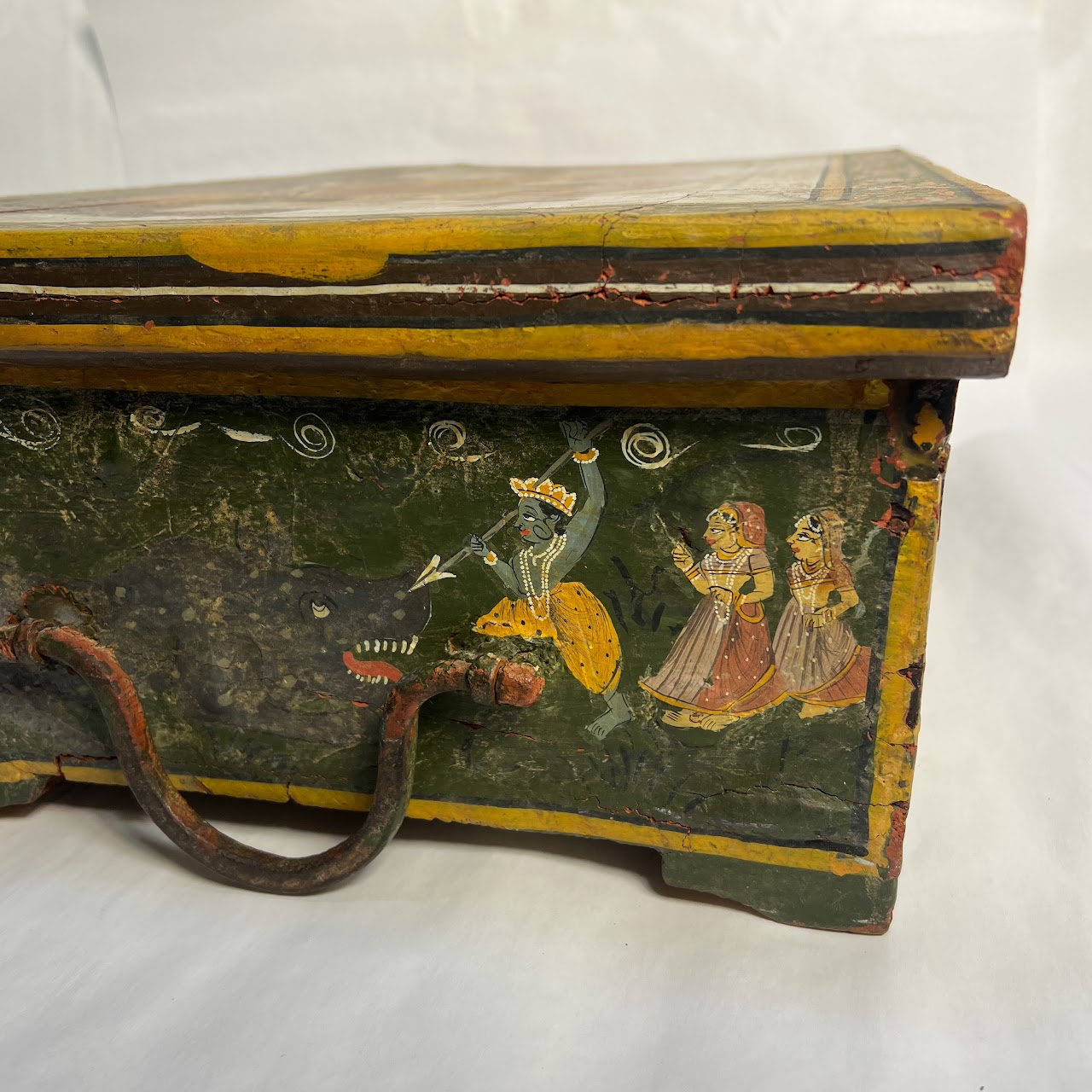 Indian Vintage Hand-Painted Large Wooden Box