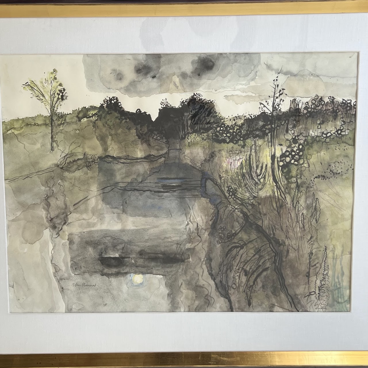 John O'Connor 'Boundary II' Signed Watercolor Landscape Painting