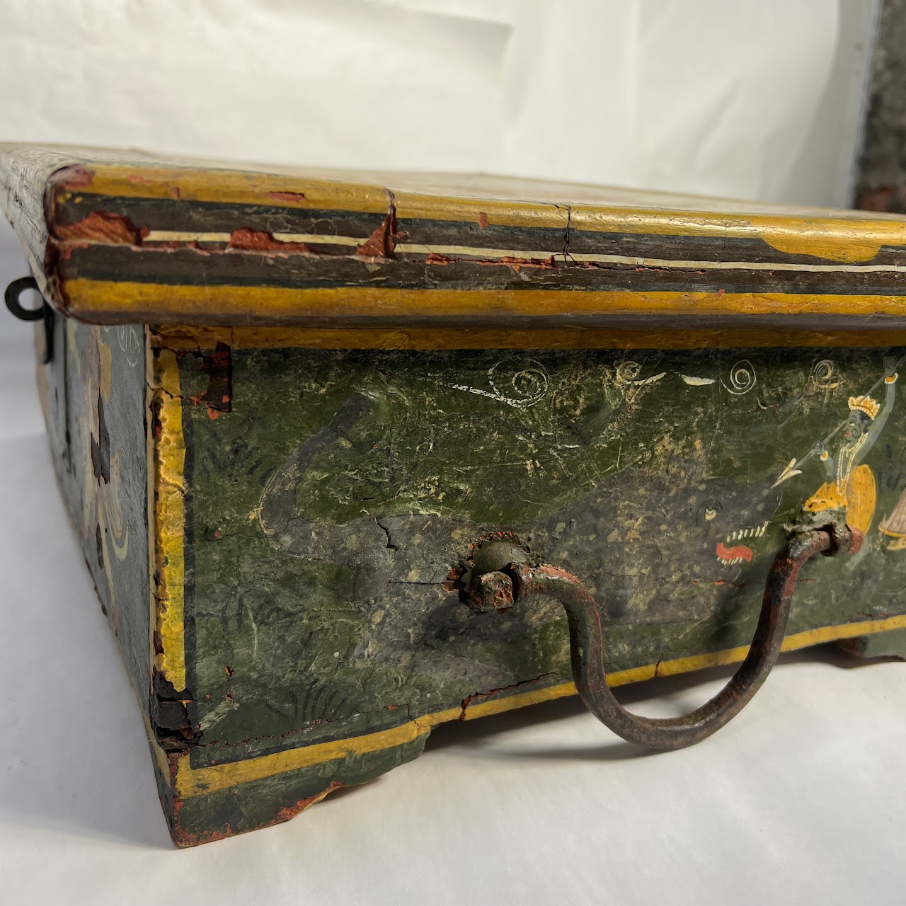 Indian Vintage Hand-Painted Large Wooden Box