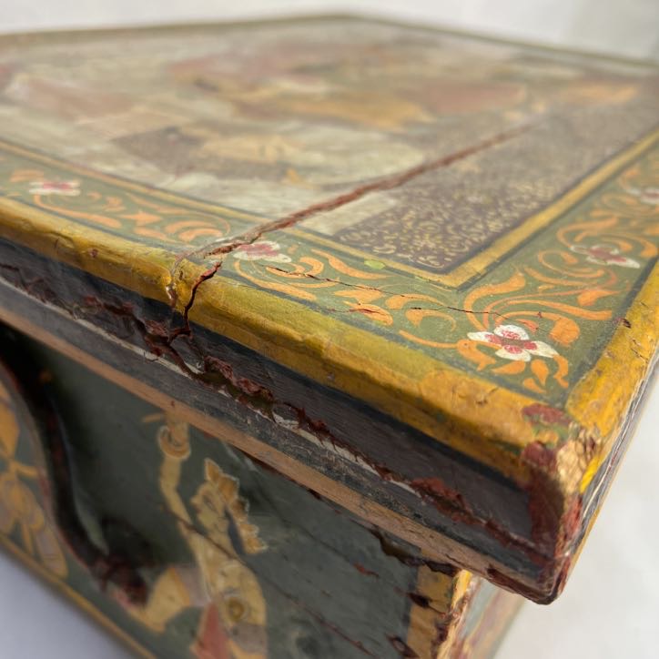 Indian Vintage Hand-Painted Large Wooden Box