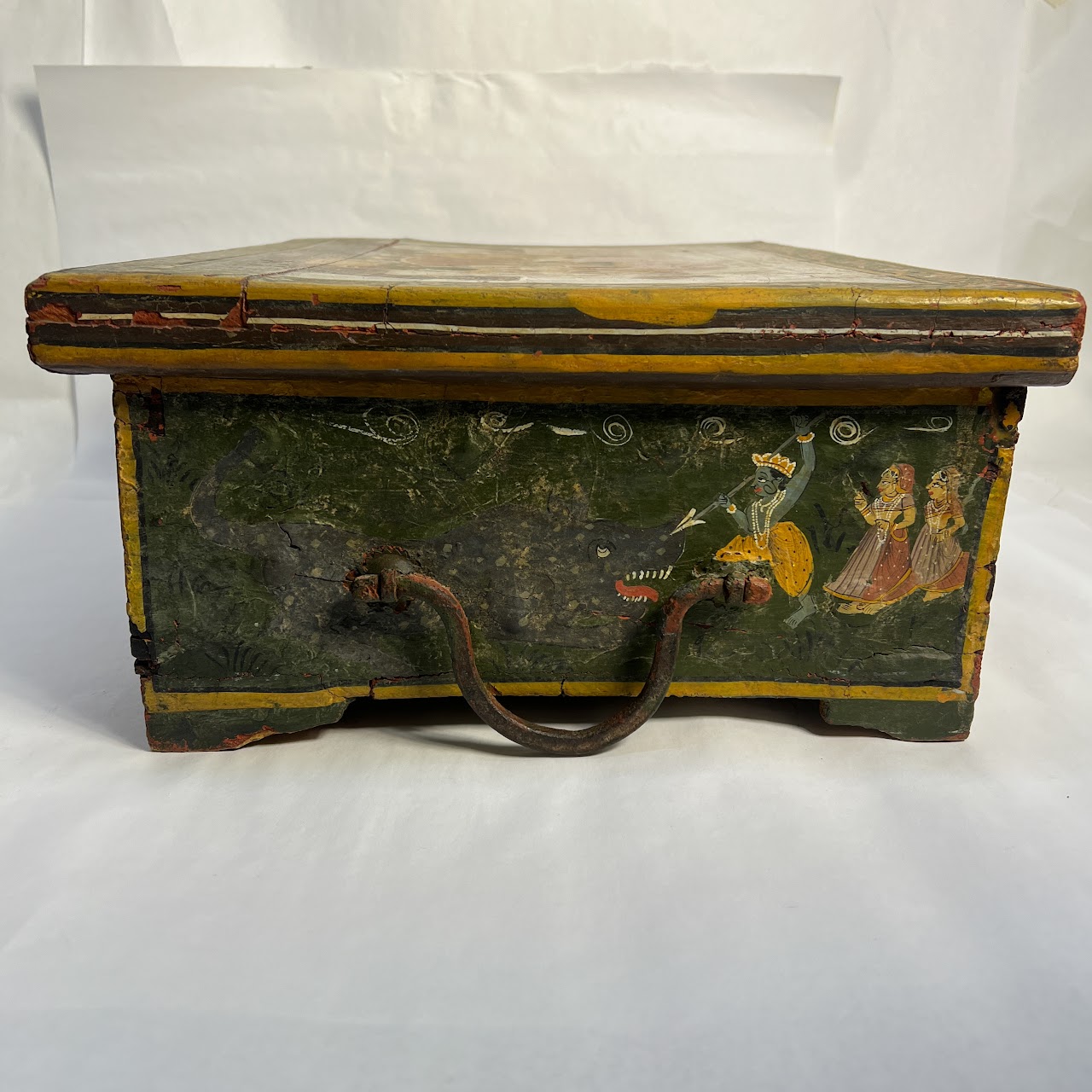 Indian Vintage Hand-Painted Large Wooden Box