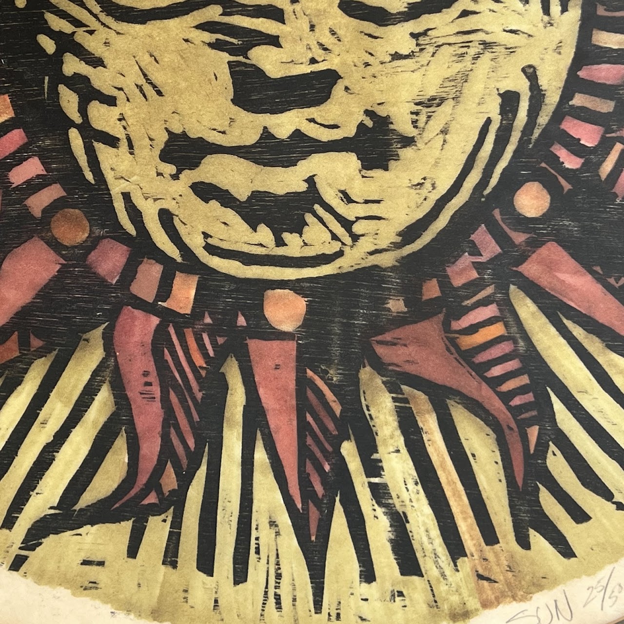 Jon Provest 'Sun' Signed Woodblock Print