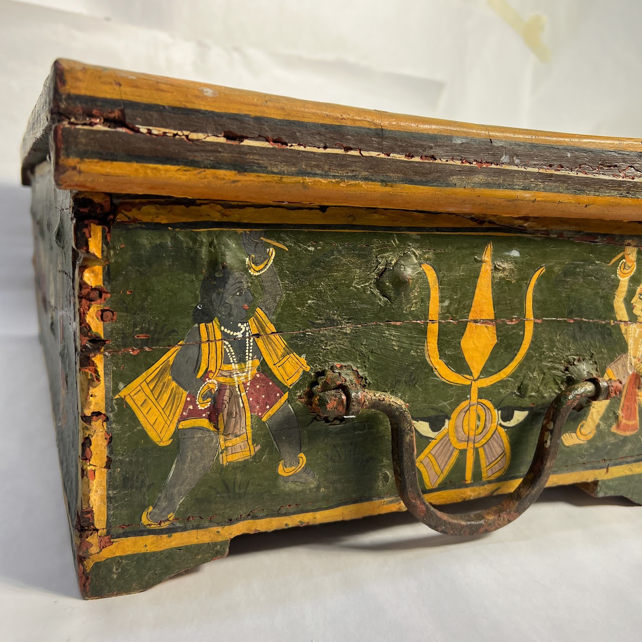 Indian Vintage Hand-Painted Large Wooden Box