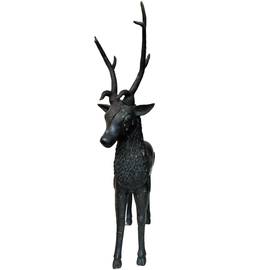 Mid-20th C. Cast Bronze Large Deer Sculpture