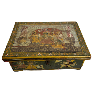 Indian Vintage Hand-Painted Large Wooden Box