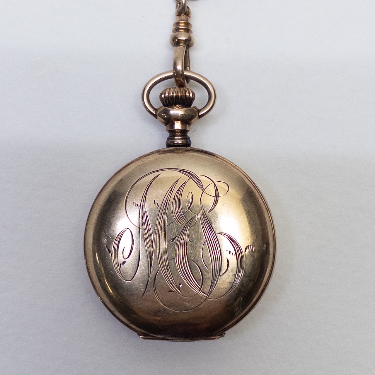 14K Gold & Diamond Alpine Pocket Watch with 14K Gold Chain