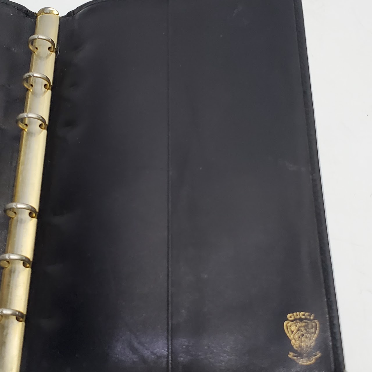 Gucci Black Leather and Signature Stripe Book Cover