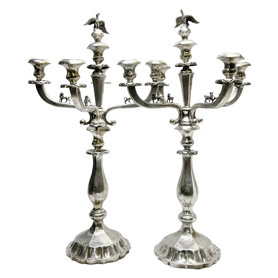 800 Silver Antique Austro-Hungarian Candelabra Pair