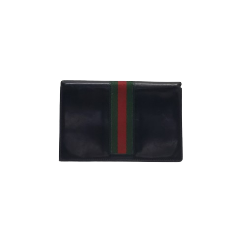 Gucci Black Leather and Signature Stripe Book Cover