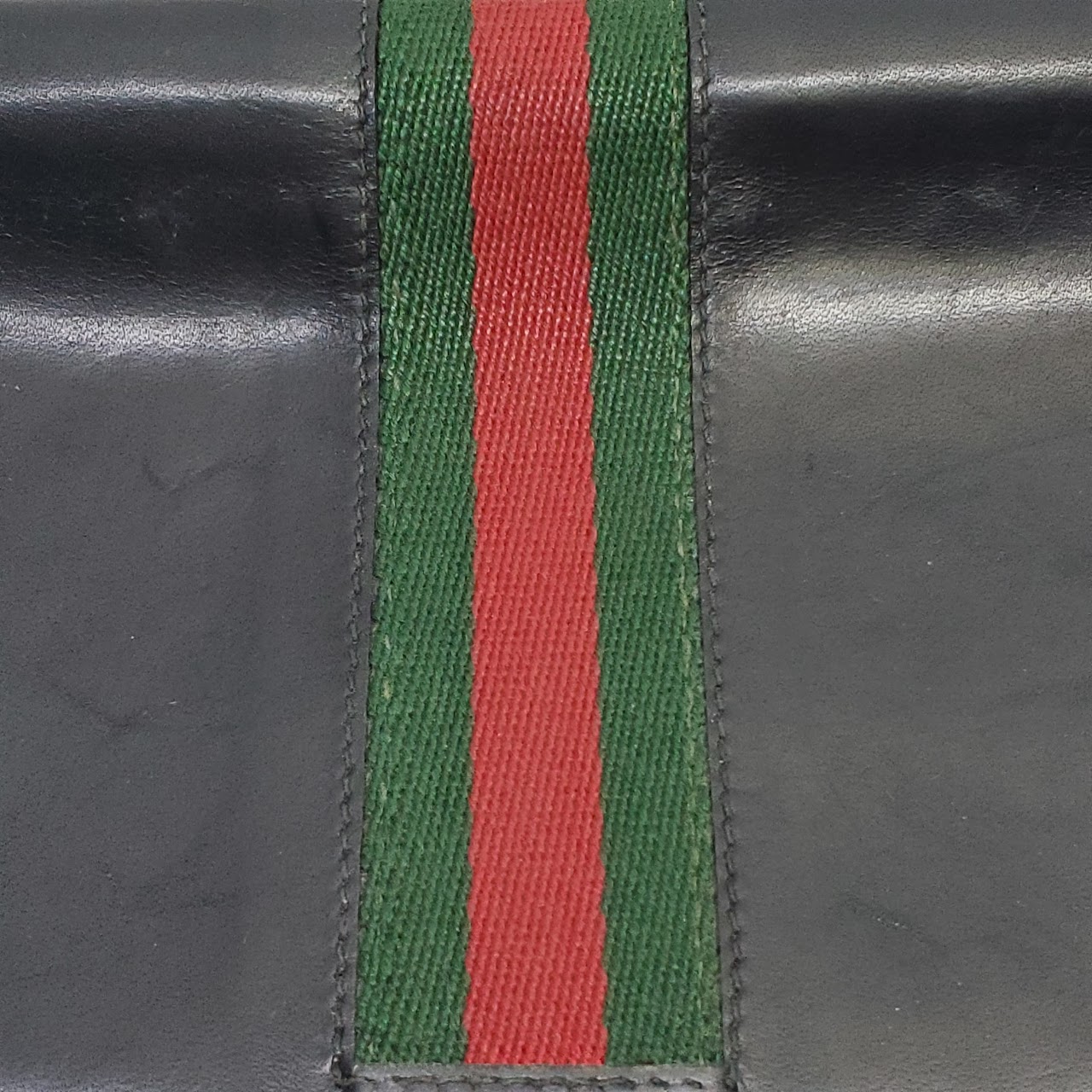 Gucci Black Leather and Signature Stripe Book Cover