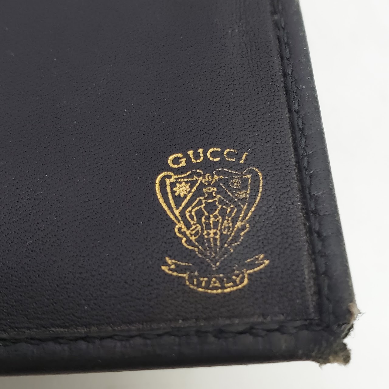 Gucci Black Leather and Signature Stripe Book Cover