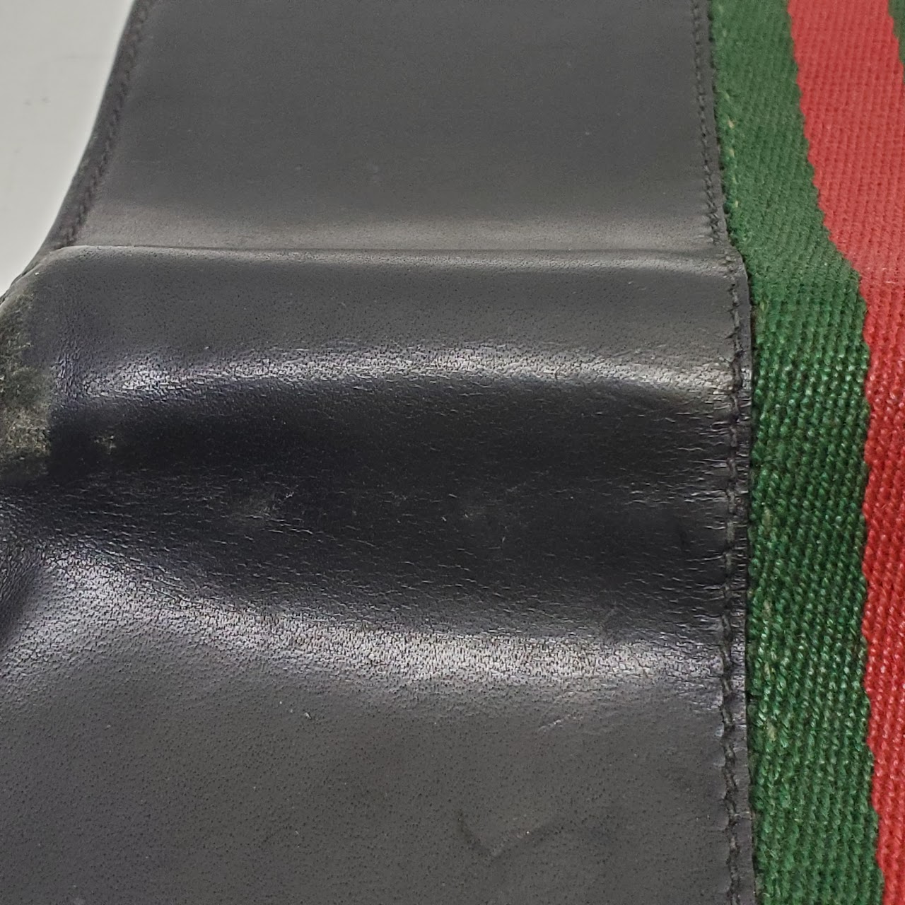 Gucci Black Leather and Signature Stripe Book Cover