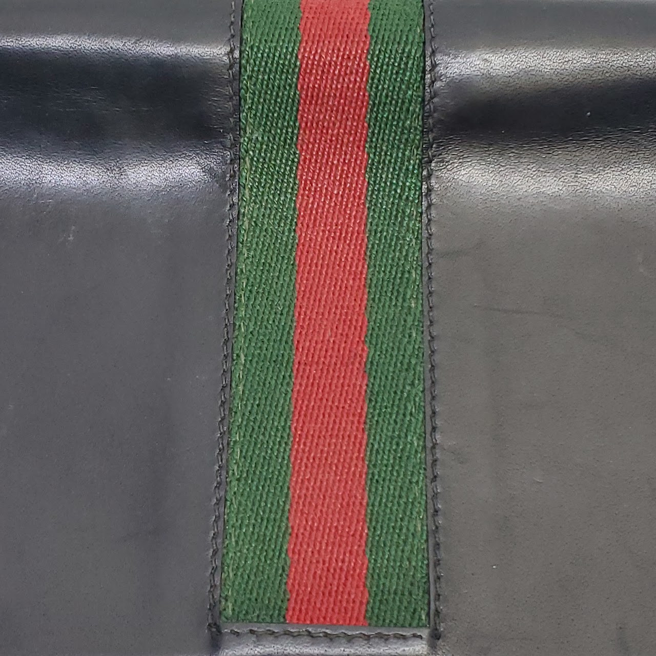 Gucci Black Leather and Signature Stripe Book Cover