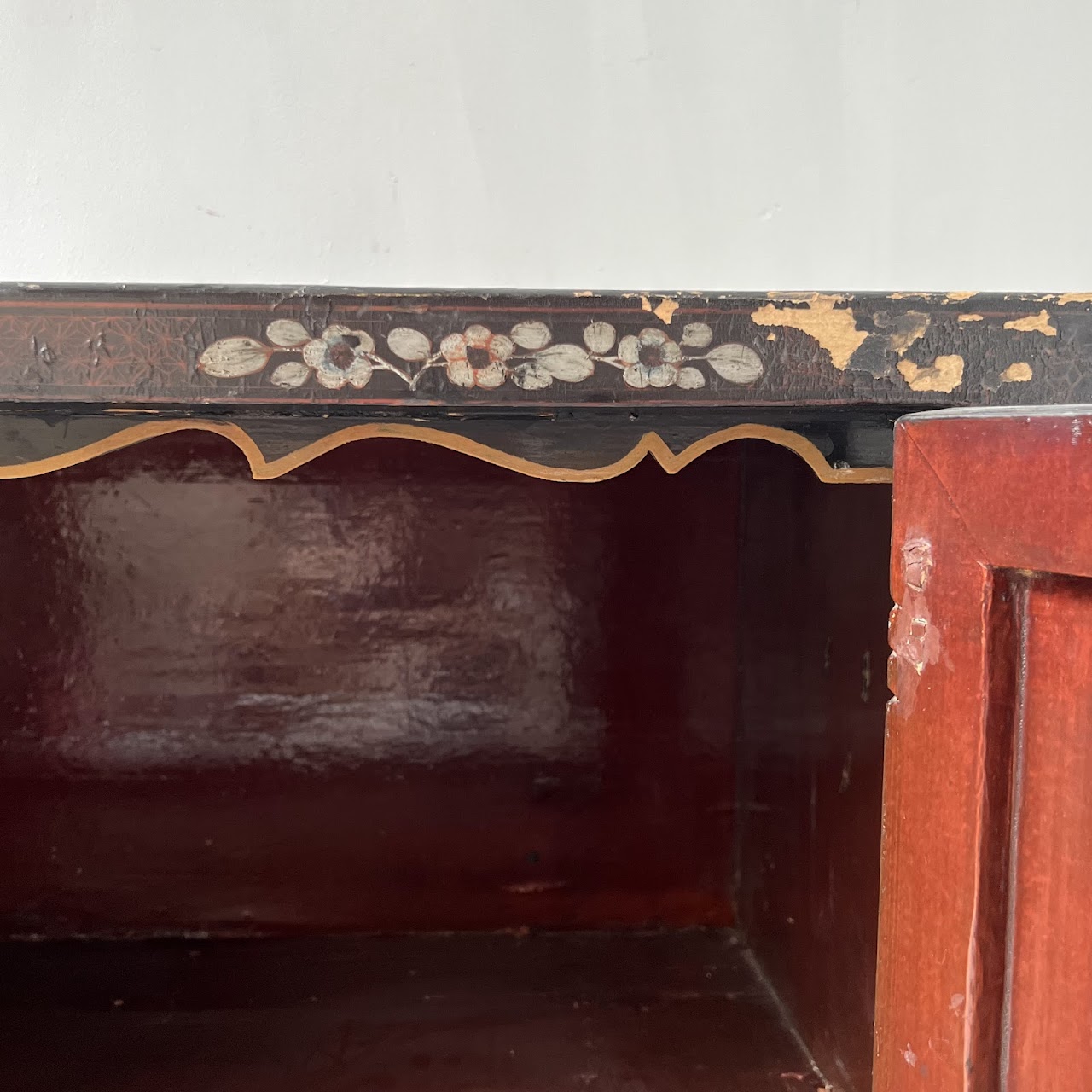 Chinoiserie Hand-Painted and Lacquered Antique Chest #1