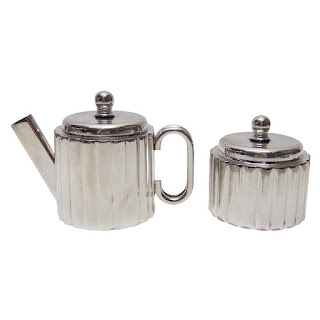 Art Deco D.F. Sanders & Co. Silverplate Fluted Sugar and Creamer