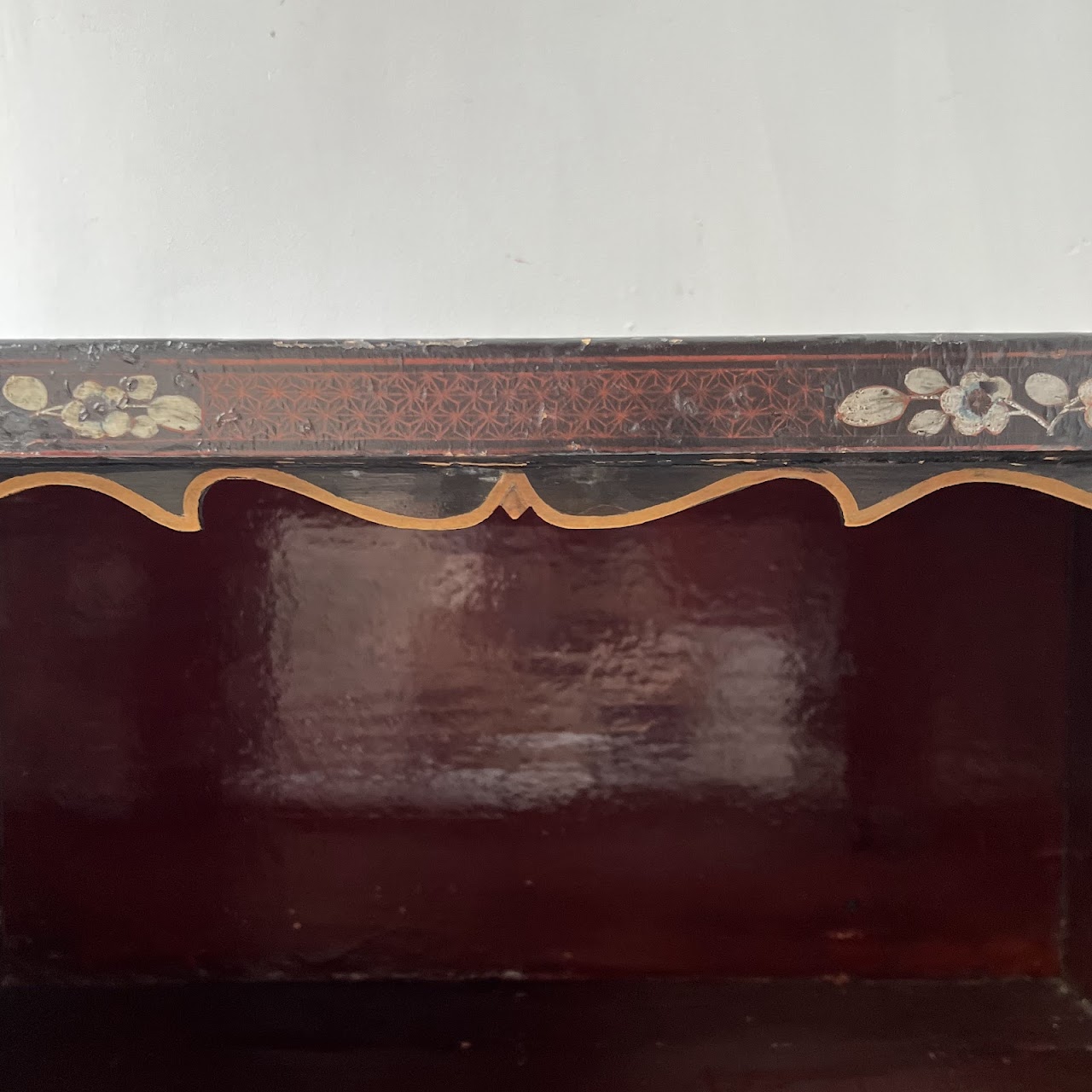 Chinoiserie Hand-Painted and Lacquered Antique Chest #1