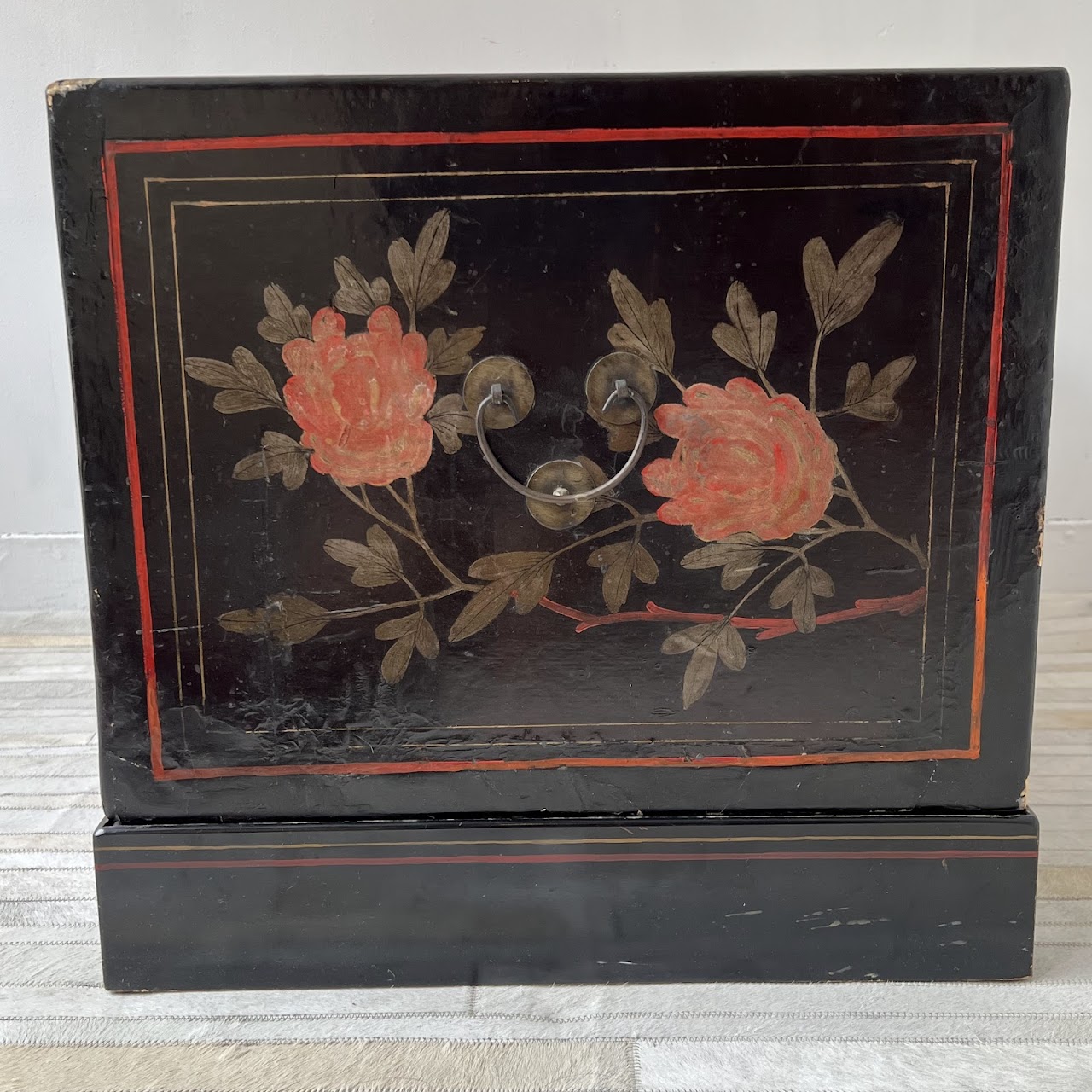 Chinoiserie Hand-Painted and Lacquered Antique Chest #1