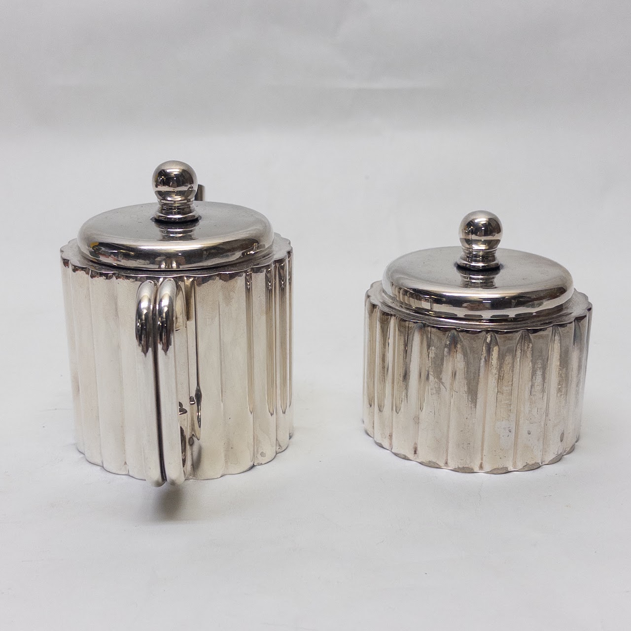 Art Deco D.F. Sanders & Co. Silverplate Fluted Sugar and Creamer