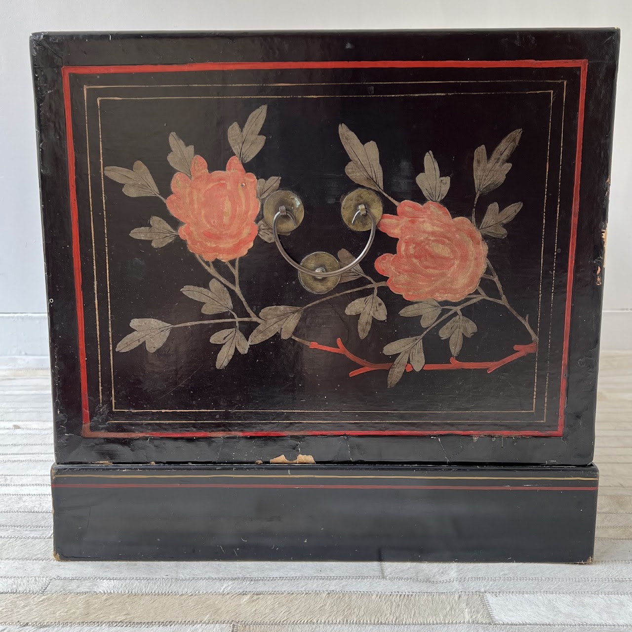 Chinoiserie Hand-Painted and Lacquered Antique Chest #2