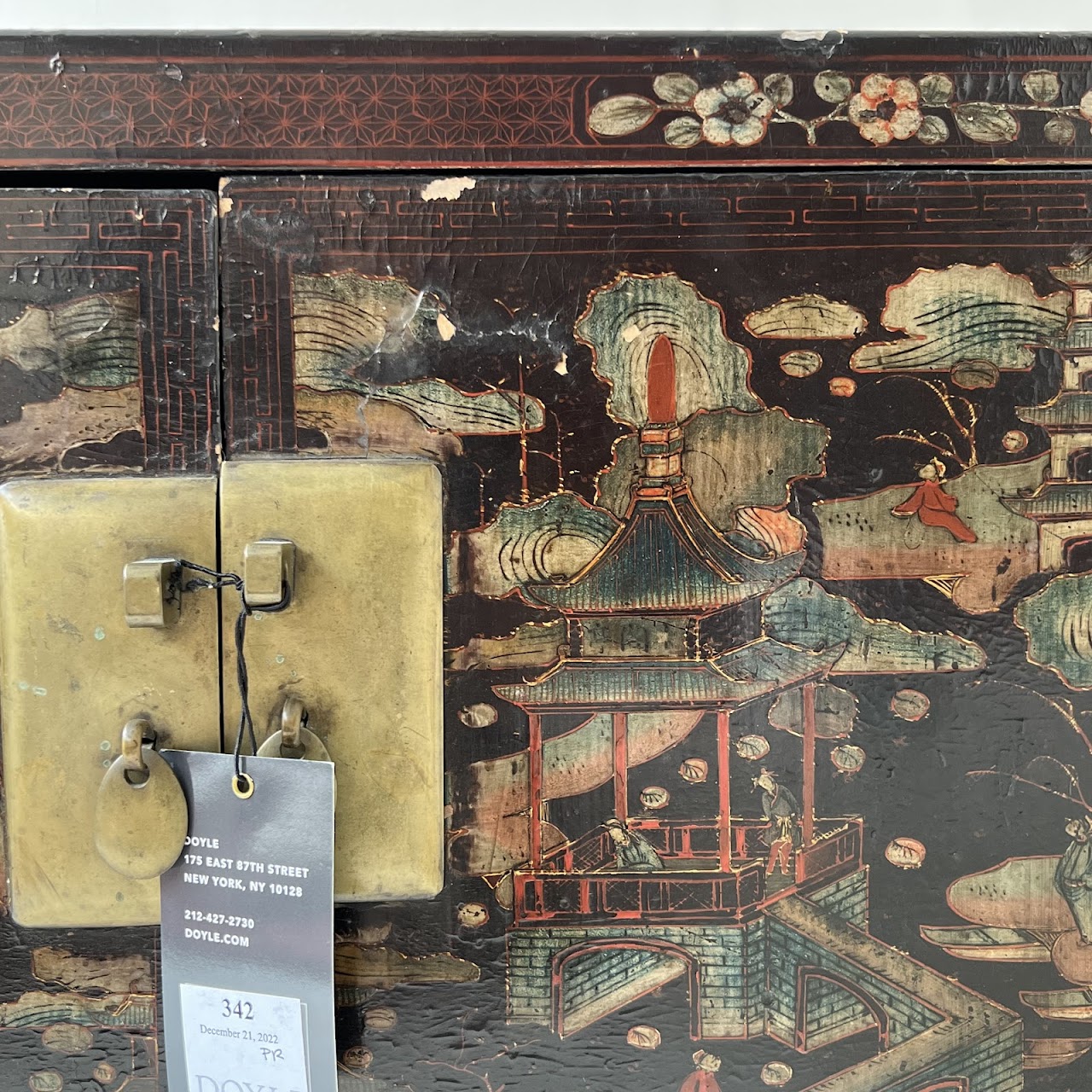 Chinoiserie Hand-Painted and Lacquered Antique Chest #2