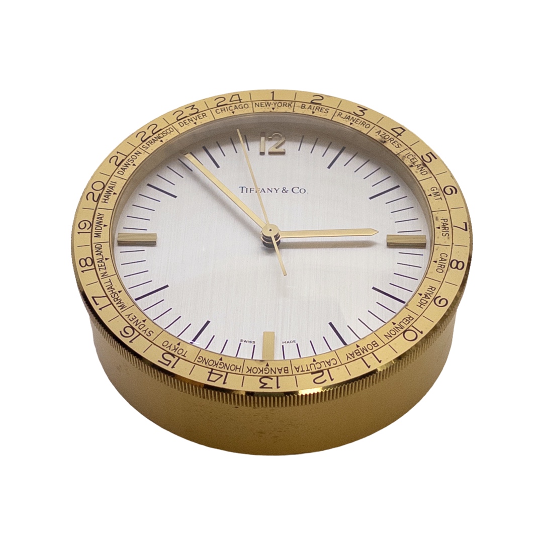 Tiffany & Co. Around The World Quartz Desk Clock. Monogrammed