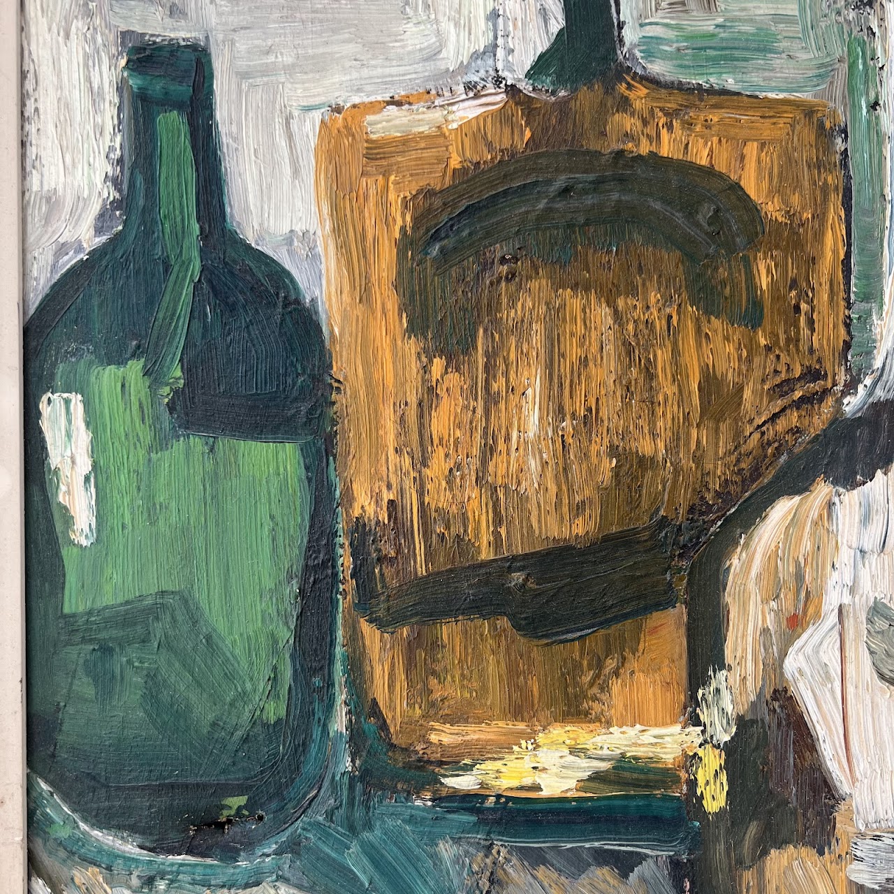 Mid-Century Modern Expressionist Still Life Signed Oil Painting