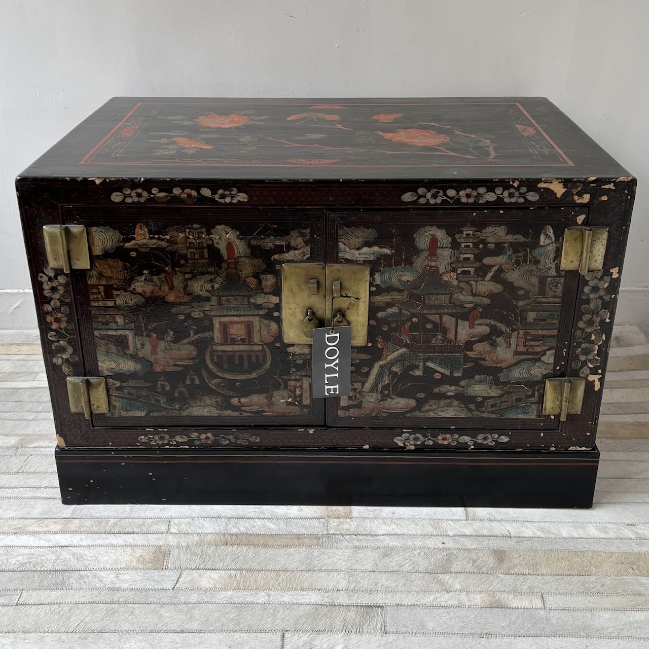 Chinoiserie Hand-Painted and Lacquered Antique Chest #1