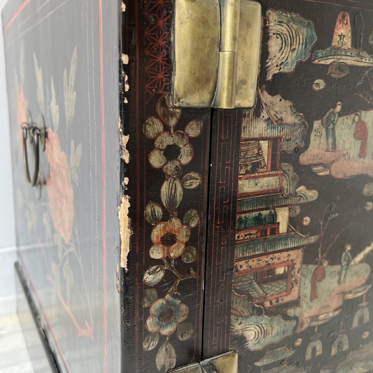 Chinoiserie Hand-Painted and Lacquered Antique Chest #2