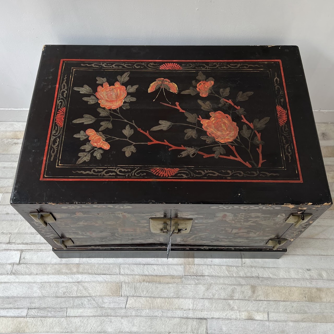 Chinoiserie Hand-Painted and Lacquered Antique Chest #1