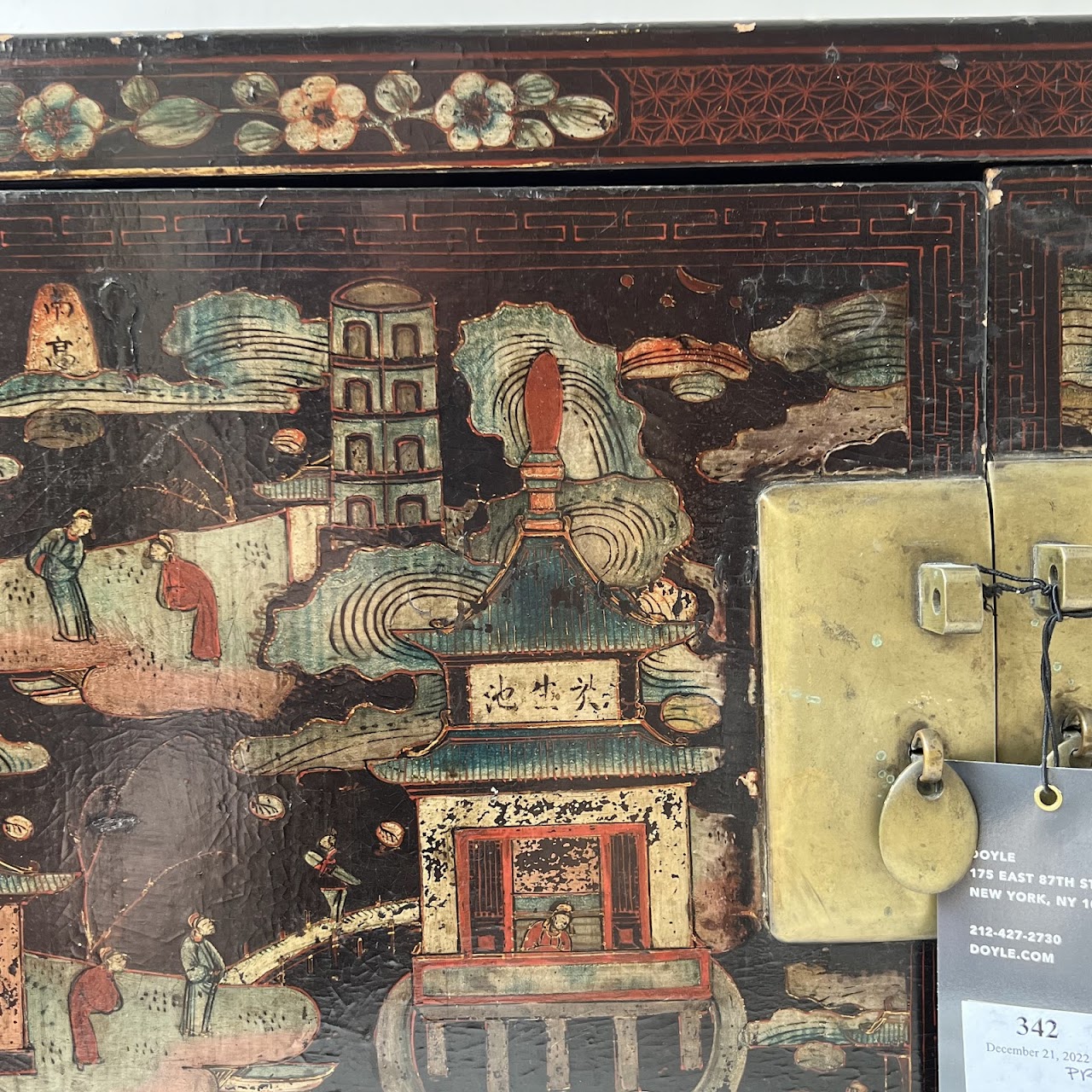 Chinoiserie Hand-Painted and Lacquered Antique Chest #2